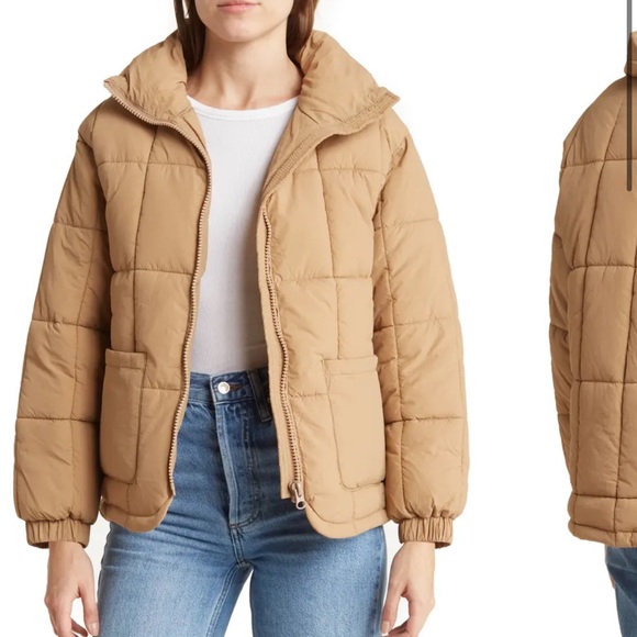 topshop tan quilted puffer jacket - Picture 1 of 8